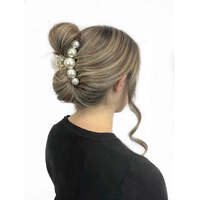 Pink Pewter Rounded Pearl Claw Hair Clip