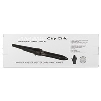 City Chic Large Ceramic Conical Curling Iron Black