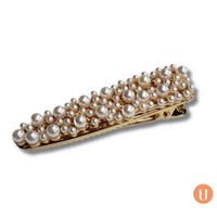Pink Pewter Hera - Pearl Accent Metal Hair Clip