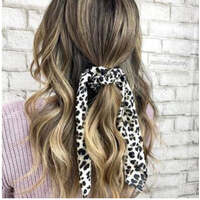 Pink Pewter Long Tail Silky Satin Scrunchie - Leopard