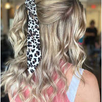 Pink Pewter Long Tail Silky Satin Scrunchie - Leopard