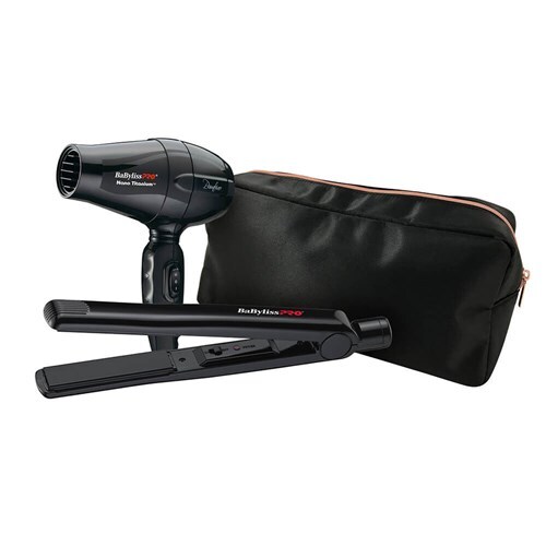 Travel hair dryer clearance straightener set