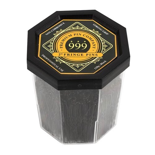 999 Fine Fringe PIns 120g Tub 2" - Black