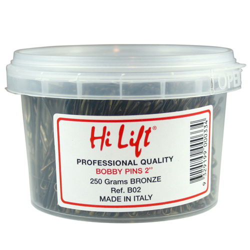 Hi Lift Bobby Pins Bronze 250g 2" Tub