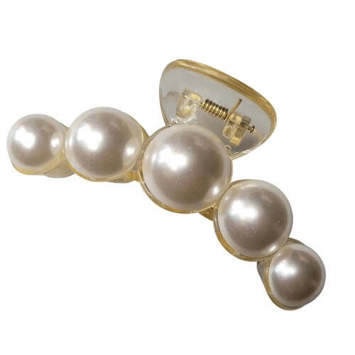 Pink Pewter Rounded Pearl Claw Hair Clip