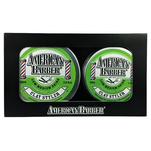 American Barber Clay Styler 50ml-100ml Duo Pack.