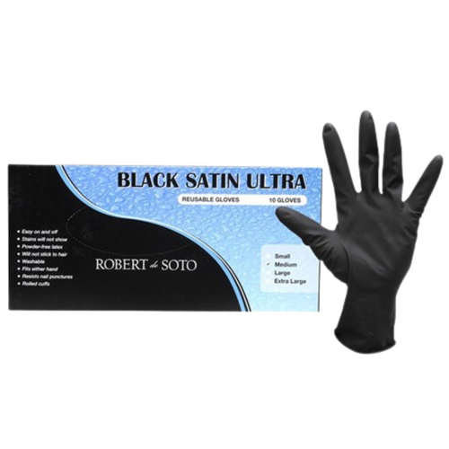 Robert deSoto Black Satin Ultra Reusable Gloves 10 Pack