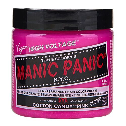  MANIC PANIC Hot Hot Pink Hair Color - Amplified - Semi  Permanent Hair Dye - Medium Pink - Glows In Blacklight - For Dark & Light  Hair - Vegan, PPD